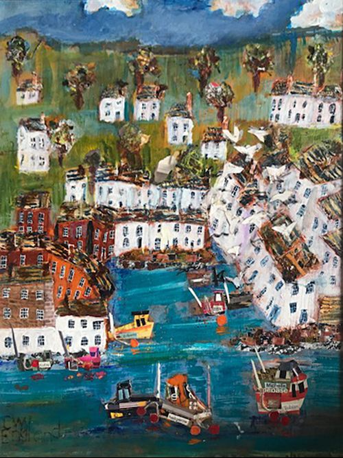 Polperro across the harbour by Cwy England